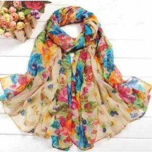 soft summer chiffon cotton Scarf, Beach Wrap, face